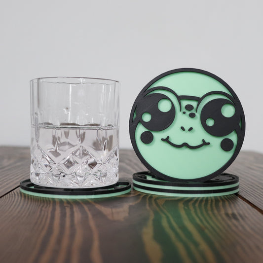 Cute Green Frog Coaster Set